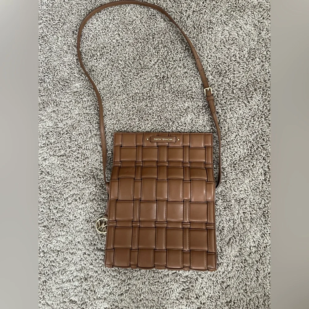 Michael Kors Chocolate Woven Crossbody Bag - Picture 6 of 6